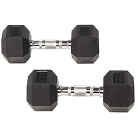 BalanceFrom Rubber Coated Hex Dumbbell Weight Set and Storage Rack, Multiple Packages