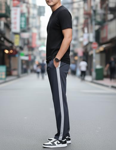 Image of Mack Jonney Men's Striped Track Pants | Side Stripe Design | Regular Fit | Casual & Athleisure Wear |Pack of 1-MMJ-27