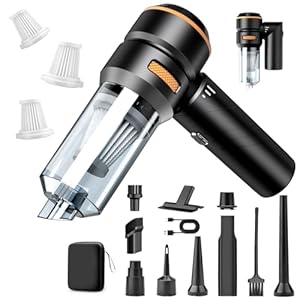 MILFECH 4-in-1 Handstaubsauger Akku, 20000Pa Autostaubsauger mit Bürstenloser Motor, 3-Gang 150000 U/min Handstaubsauger Kabellos, Mini Staubsauger für Auto, Haus, Tierhaare(Schwarz)