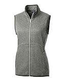 Picture of Cutter & Buck Mainsail Basic Sweater-Knit Womens Full Zip Vest, Polished Heather, S