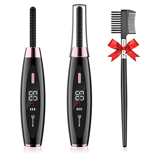 Heated Eyelash Curler, EIVOTOR ã€2020 NEWESTã€‘ Electric Eyelash Curler USB Rechargeable Eyelash Brush with LED Display 3 Temperature Gears Quick Heating, Natural and Lasting