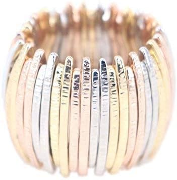 Elastic Stretch Rings Resizable Statement Ring Multi-Color Bar Shape Strand Finger Rings
