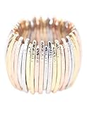 Graceful Joy Elastic Stretch Rings Resizable Statement Ring Multi-Color Bar Shape Strand Finger Rings