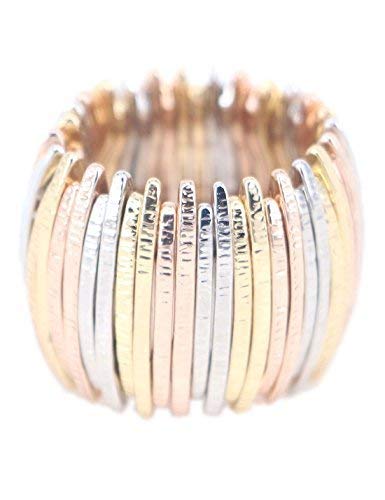 Elastic Stretch Rings Resizable Statement Ring Multi-Color Bar Shape Strand Finger Rings