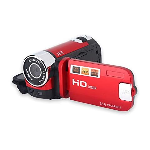 Video Camera Camcorder, Portable Vlogging Camera Recorder Full 720P 16MP 2.7 Inch 270 Degree Rotation LCD Screen 16X Digital Zoom Camcorder Support Selfie&Continuous Shooting(Red) Cover