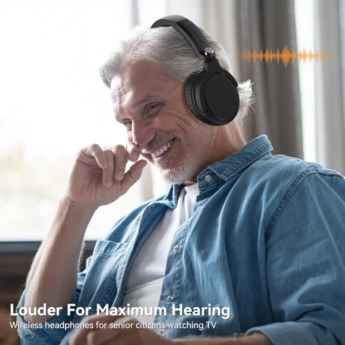 Wireless Headphones for TV Watching, TV Headphones Wireless for Seniors with Transmitter Charging Base, Over ear Bluetooth Headset No Audio Delay, HIFI Stereo, 65H Playtime, Gifts for Parents/Elderly - Image 6