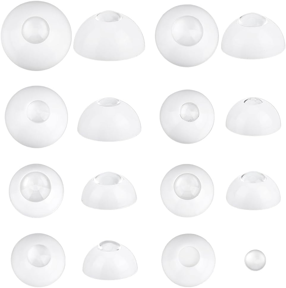 PH PandaHall 14pcs Acrylic Eye Making Kit, 7 Sizes White Plastic Eyeballs Clear Cabochon Eyes DIY Customized Blank Eye Human Eyes for Cosplay Props, Scary Decorations, Halloween Party Supplies