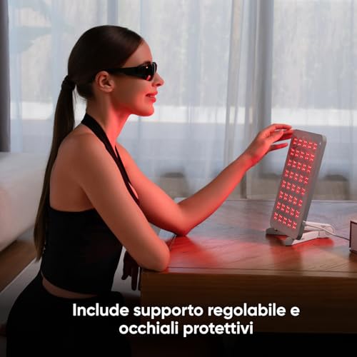 Lampada a Infrarossi Pannello Terapia Luce Rossa Viso e Corpo, 160 LED Doppia Lunghezza d’Onda (630 nm + 850 nm), Timer Integrato, 4 Livelli Intensità, Supporto e Occhiali Inclusi - Illuminazione - Immagine 7