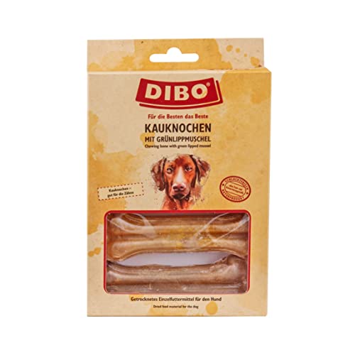 DIBO Kauknochen mit Grünlippmuschel 120g (4 Stück x 30-35g) Der gesunde Kau-Snack für Ihren Liebsten. Gut für Zähne und Zahnfleisch. Ohne Zusatzstoffe