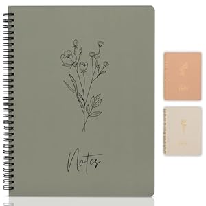 Aesthetic Spiral Notebook Journal For Women – Cute Dark Green 10.5″ x 8.5″ College Ruled Notebook With Large Pockets And Lined Pages – Perfect to Stay Organized and Boost Productivity at Work or