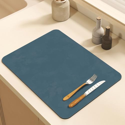 Odot Tappetino Scolapiatti, Tappetino Scolapiatti Assorbente Tappetino Assorbente Cucina Asciugatura Rapida Tappetino Macchina Caffe Antiscivolo, Colore Solido (Blu,30x40x2,5cm)