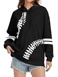 TSMNZMU Womens Baseball Hoodie Softball Sweatshirts Drawstring Long Sleeve Hoodies Oversized Pullover Shirts with Pockets