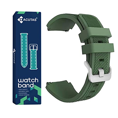 Image of ACUTAS 22MM Classic Silicone Replacement Strap Band for Fossil Gen 5 Smartwatch (Army Green)
