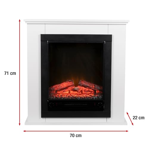 alpina Geneva Elektrokamin mit Heizung – Elektroheizung 1800W - Kaminofen mit Heizung, Schalttafel und Timer - Elektroherd mit LED-Flammen - Freistehend - Weiß