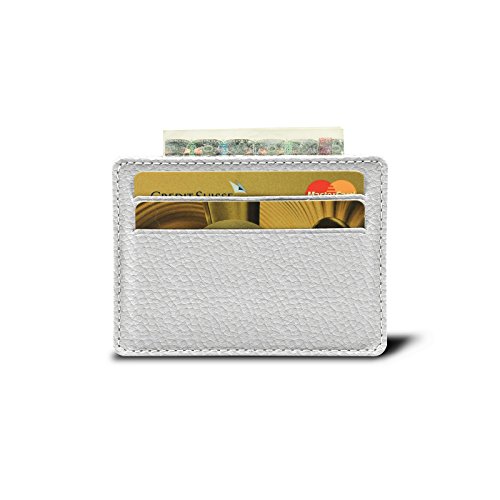 Preisvergleich Produktbild Lucrin - Kreditkartenetui für 4 Karten - Weiß - Genarbtes Leder