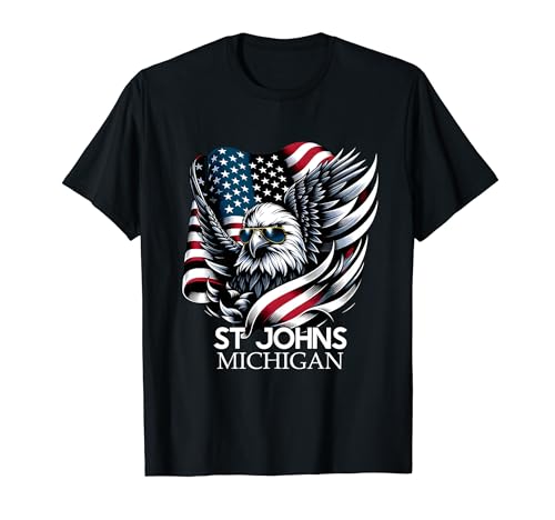St Johns Michigan 4th Of July USA American Flag Camiseta
