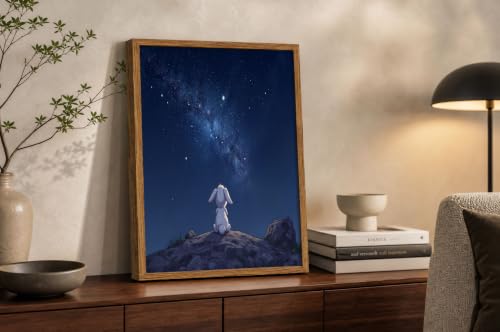 Peinture sur Toile Lapin 80x120 cm Bleu Foncé au Design Mignon