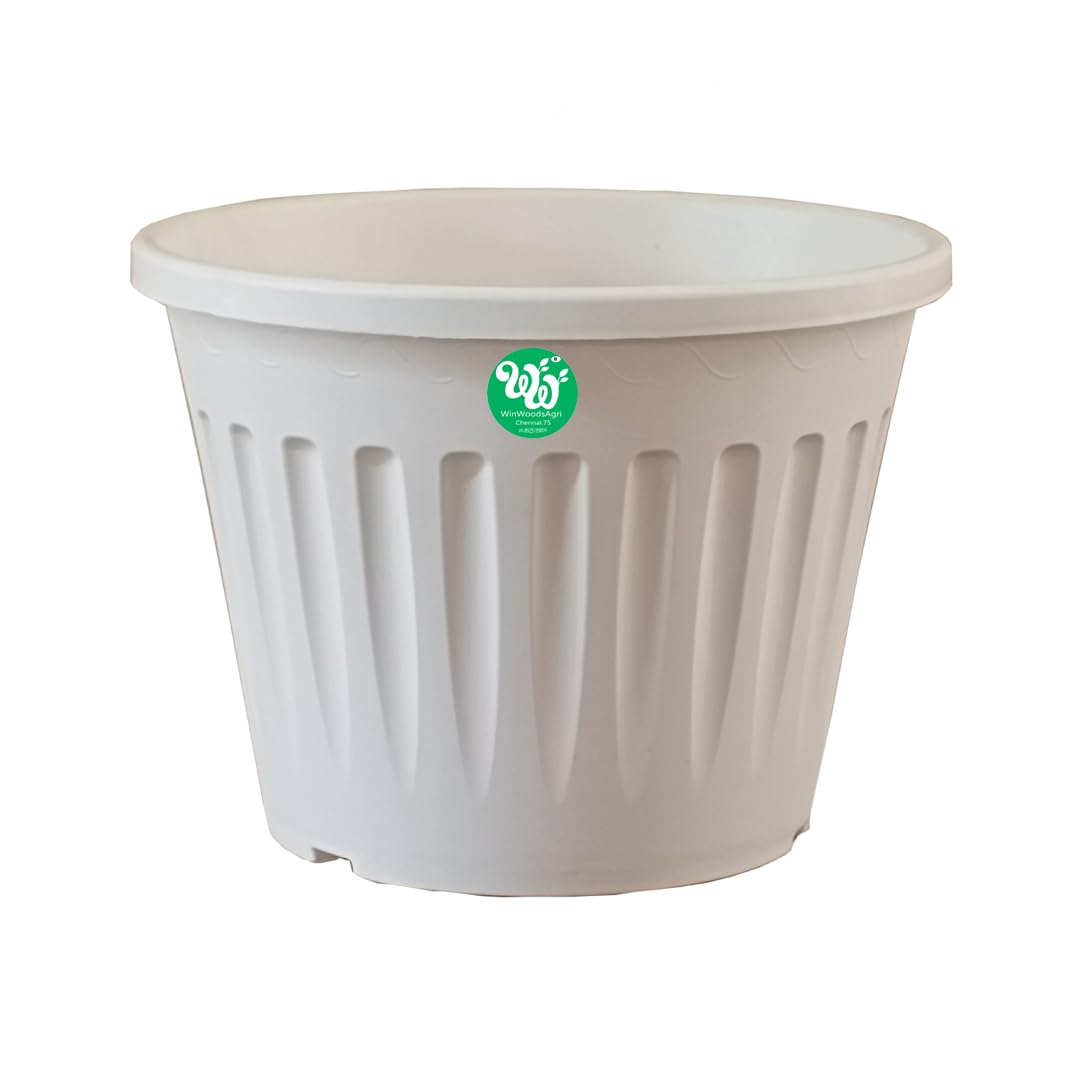 WinWoodsAgri 16 INCH Flower Pot White Color/Planter/Plant Container/gamla Pack of 5 Tree Planter Big Size Pot (B0C8DS24GW) Amazon Price History, Amazon Price Tracker
