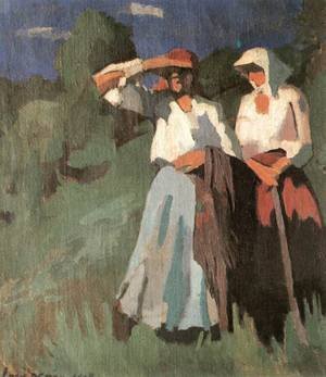 Peinture à l'huile Looking Into The Distance Oszkar Nagy idée cadeau art 1929