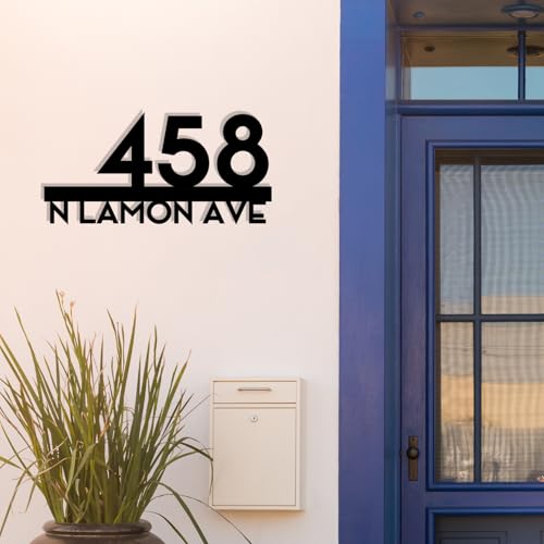 Image of Personalized House Number Custom Metal Address House Numbers Modern House Number Sign for Outside