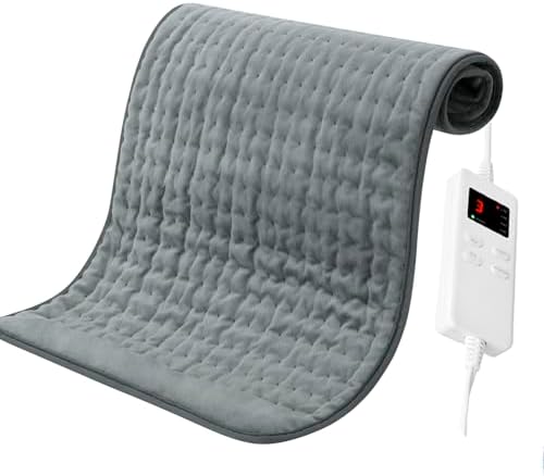 NBKLS Heating Pad for Muscle Pain Cramps Relief, Portable Electric Heating Pad for Back Shoulder, Mom Birthday Day Gifts 12" x 24" Lead Grey image 2