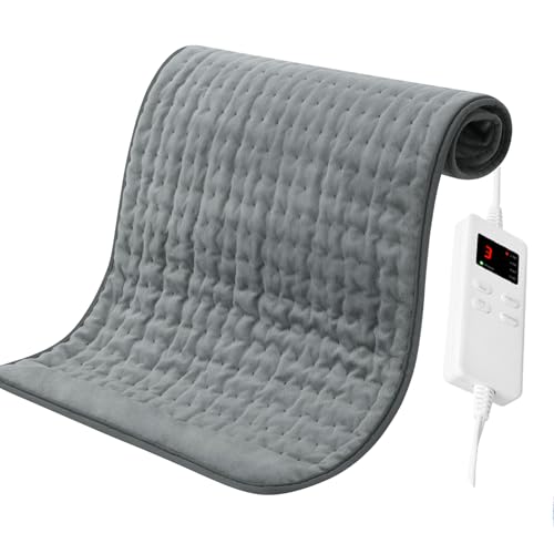 Image of NBKLS Heating Pad for Muscle Pain Cramps Relief, Portable Electric Heating Pad for Back Shoulder, Mom Birthday Day Gifts 12 inch x 24 inch Lead Grey