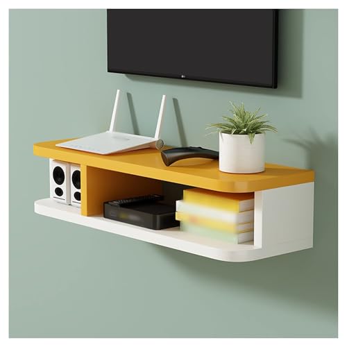 Meuble TV flottant et étagère murale en bois jaune pour salon