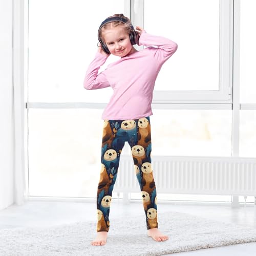 Girls Leggings Cute Animals Sea Otters Soft Toddler Leggings for Girls Kids Pants Size 4T-10T4