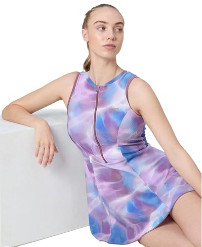 Image of Speedo Women's Endurabrite Closedback Swimdress with Boyleg | Swimming Costume | Swimming Suit for Women | Chlorine Resistance | UPF 40+ Sun Protection | Removable Bra Pads