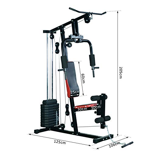HOMCOM Fitnessstation Kraftstation Multigym Fitnesscenter Fitnessgerät Latzug Beincurl – Bild 4