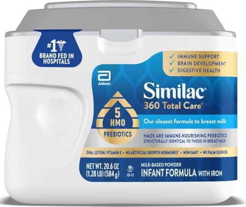Image of Similac 360 Total Care Baby Formula Powder, Exclusive 5 Prebiotic Blend | Infant Formula Designed to Support Baby’s Immune System, Brain Development & Digestive Health, in One 20.6 oz Tub