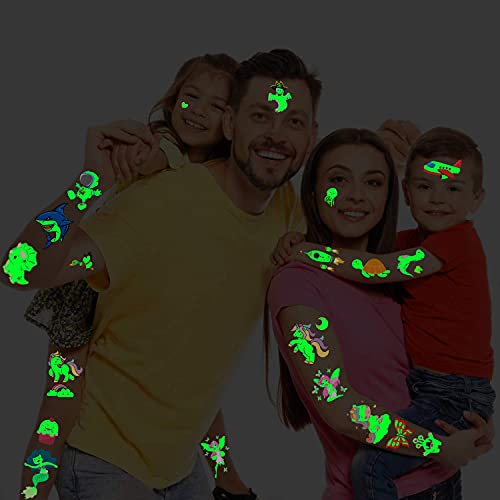 Cerlaza 220 Styles Luminous Temporary Tattoos For Kids Gifts, Fake Tattoos Party Favors Supplies For Boys Girls, Unicorn Dinosaurs Pirate Space Mermaid Stickers Makeup For Toddler Tatoo-20 Sheets #TOP5