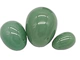 Yoni Egg Set of 3 - Green Aventurine - Predrilled, Hand Crafted, Natural Wax, 3 Sizes, 3 Weights, for Women to Strengthen Pelvic Floor Muscles and Counter Stress Adult Urinary Incontinence, By JIC Gem