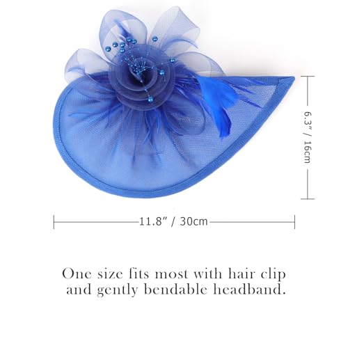Image of DRESHOW Women Fascinator Hats Tea Party Hat Vintage Pillbox Hat Headband for Cocktail