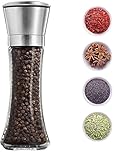 Salt and Pepper Grinder - Premium Stainless Steel Mill with Adjustable Coarseness - Glass Body with Ceramic Grinder (1PCS)
