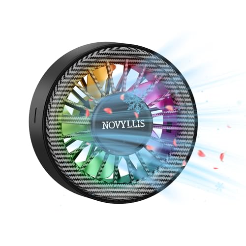 Novyllis-USB Car Air Freshener Fan with Multi-Color Lights and Three Powerful Speed Settings, 360-Degree Rotating Car Vent Clip-On Air Freshener Light Fan, Suitable for Cars, Trucks, SUVs, and RVs
