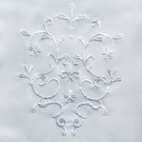 BAILEY JO 1er-Pack Bildergardine mit Stickerei Raffrollo Voile Transparent Vorhang (BxH 40x60cm, Weiß)