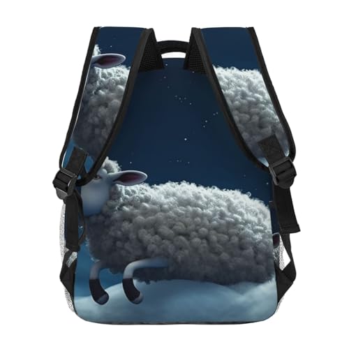 Casual Backpack for Women Men Sheep Flying over the Moon Lightweight Daypack Large Capacity Nurse Bag4