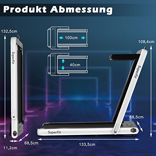 GOPLUS 2-in-1 inklapbare loopband met afstandsbediening, elektrische loopband met app-bediening, bluetooth, mobiele telefoonhouder, snelheid 1-12 km/u instelbaar, tot 120 kg - Afbeelding 7