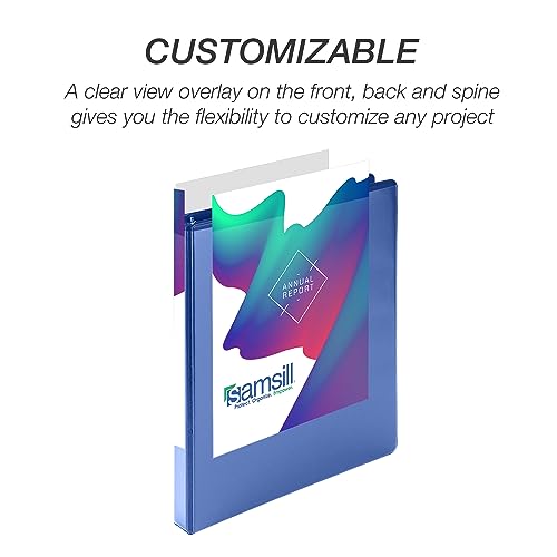 Image of Samsill Durable 0.5 Inch Binder, D Ring Binder, 100% Recycled Chipboard, Blue, 4 Pack