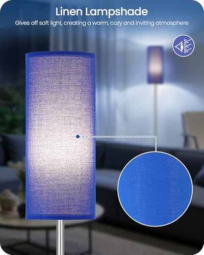 Image of Dimmable Floor Lamps for Living Room with Remote and Foot Switch, 64.4 inch Modern Standing Tall Lamp, Corner Lamp for Bedroom, Office, Bulb Included, 3000K-6500K, Blue and Silver, FCC Listed SU06LD05W1