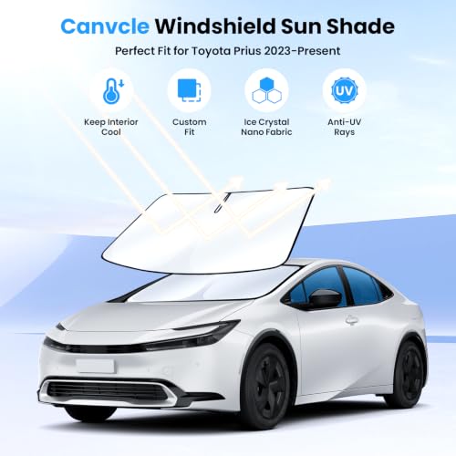 Image of Canvcle Windshield Sun Shade for Toyota Prius 2023-2025 2026 Accessories Upgraded Double-Layer Front Window Sunshade Cover Sun Visor Protector Foldable Block UV Rays Keep Vehicle Cool