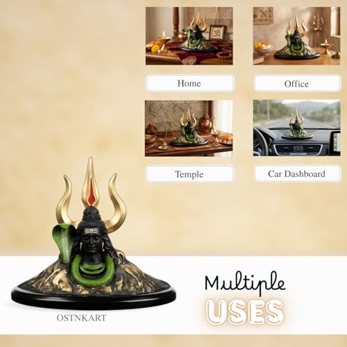 Image of Adiyogi Shiva Idol for Car Dashboard 4 Inch Black Gold Resin Shiv Ji Statue | Spiritual Home Decor for Pooja Room Office Living Room | Gift for Birthday Anniversary Housewarming.