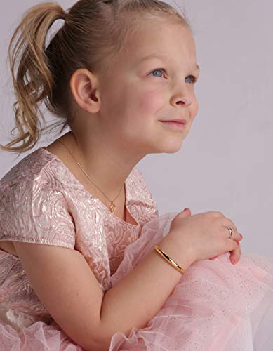 Children's 14K Gold-Plated Classic Bangle Bracelet for Girls and Kids (Child-Large) - Image 4