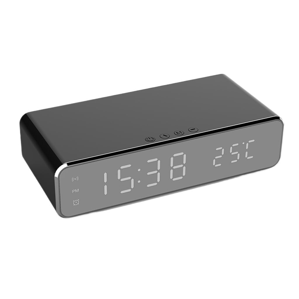 HRWLY LED Electric Alarm Clock With Charger Desktop Digital Thermometer Watch Table Decor(D)