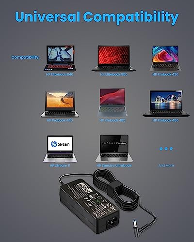 HP 45W 19,5V 2,31A Laptop Charger compatibel met HP 17 15 14 15s 14s 15-CS 15-CP 17-CA 17-by 17-BS, L25296-001/002/003/004,740015-001/002/003/003,740015-001/002/003/003 /004, Pavilion 11/13/15 - Afbeelding 4