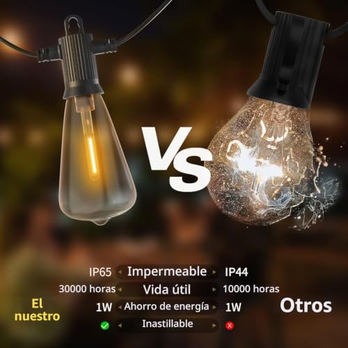 Cadena de bombillas exterior de 30 metros ZOTOYI con luces de filamento LED para el jardín 5