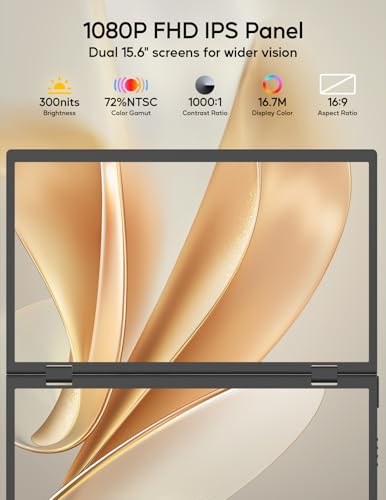Image of ZSCMALLS Laptop Screen Extender-15.6 inch Dual Portable Monitor for Laptop USB-C HDMI Stacked Folding Triple Monitor Travel Display with Kickstand VESA for Windows Mac