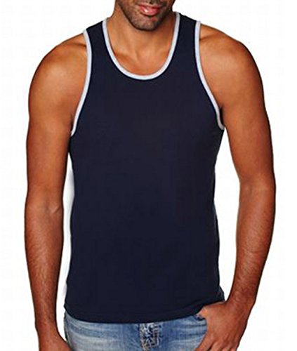 NEXT LEVEL APPAREL Men's Jersey Tank Top Midnight Navy/Heather Gray XX-Large