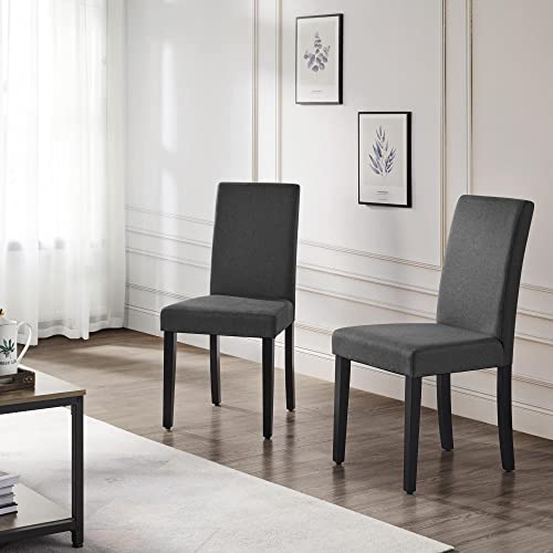 Topeakmart Dining Chairs Dining Room Chairs Fabric Upholstered Parson Chairs Kitchen Living Room Chairs Padded Side Chairs With Solid Wood Legs Set Of 4, Dark Gray Dark Grey #TOP3